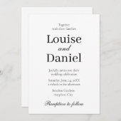 ミニマルエレガント結婚とシンプルパーソナライズされたs 招待状 (正面/裏面)