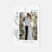 ミニマルエレガント結婚の夫婦の写真 メタルオーナメント (正面左)