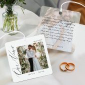 ミニマルエレガント結婚の誓い白 メタルオーナメント