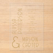 ミニマルエレガント結婚モダン金ゴールド アクリル招待状 (正面)