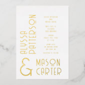 ミニマルエレガント結婚モダン金ゴールド 箔招待状 (正面)