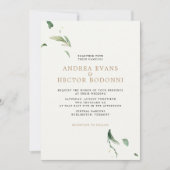 ミニマルエレガント結婚緑 招待状 (正面)