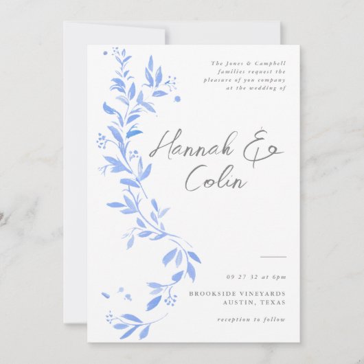 ミニマルエレガント絵を描磁器 招待状 (正面)