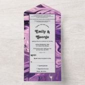 ミニマルエレガント絵を描銀河系結婚ズ オールインワン招待状 (内側)