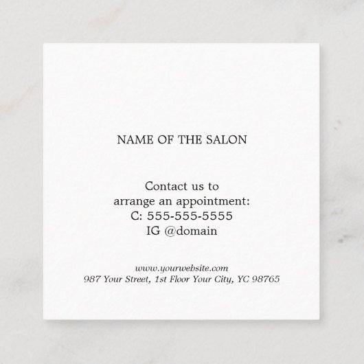 ミニマルエレガント美しいサロンクーポン 割引カード (裏面)