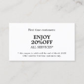 ミニマルエレガント美しいサロン 割引カード (正面)
