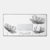 ミニマルエレガント花かわいいボホガーリー白 デスクマット (キーボード&マウス)