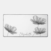 ミニマルエレガント花かわいいボホガーリー白 デスクマット (正面)