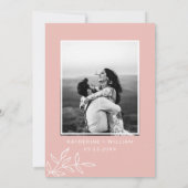 ミニマルエレガント赤面ピンク写真保存 セーブザデート (裏面)