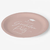 ミニマルエレガント赤面ピンク卒業パーティー ペーパープレート (アングル)