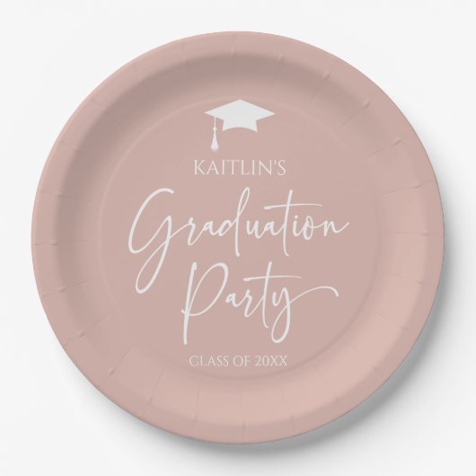 ミニマルエレガント赤面ピンク卒業パーティー ペーパープレート (正面)