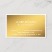 ミニマルエレガント金ゴールドホワイトエッジライタエディタ 名刺 (正面)