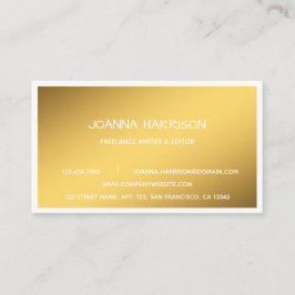 ミニマルエレガント金ゴールドホワイトエッジライタエディタ 名刺