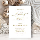 ミニマルエレガント金ゴールド書道ホリデーパーティー 招待状