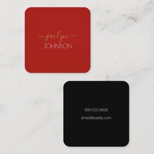 ミニマルエレガント金ゴールド黒パーソナライズされた名 スクエア名刺 (正面/裏面)