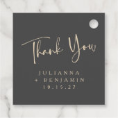 ミニマルエレガント黒の結婚文字パーソナライズされた フェイバータグ (裏面)