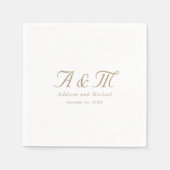 ミニマルエレガント，モノグラム結婚の スタンダードカクテルナプキン (正面)