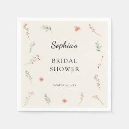 ミニマルエレガント ワイルドフラワー ブライダルシャワー スタンダードカクテルナプキン