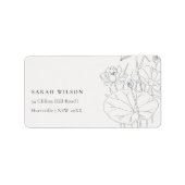 ミニマルエレガント《植物》スイレンフローラスケッチアドレス ラベル (正面)