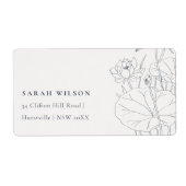 ミニマルエレガント《植物》スイレンフローラスケッチアドレス ラベル (正面)
