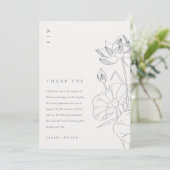 ミニマルエレガント《植物》スイレンフローラ結婚スケッチ サンキューカード (スタンド正面)