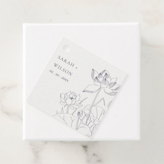 ミニマルエレガント《植物》スイレンフローラ結婚スケッチ フェイバータグ (インサイチュ)