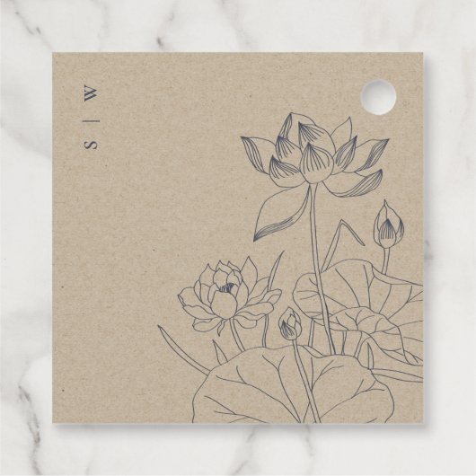 ミニマルエレガント《植物》スイレンフローラ結婚スケッチ フェイバータグ (裏面)