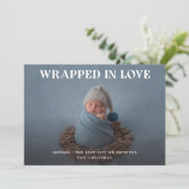 ミニマルエレガントBabys初めてのクリスマス写真 シーズンカード (スタンド正面)