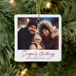 ミニマルエレガントChristmas Familyフォトオーナメント セラミックオーナメント
