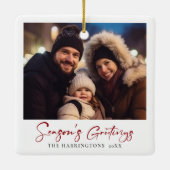 ミニマルエレガントChristmas Familyフォトオーナメント セラミックオーナメント (裏面)