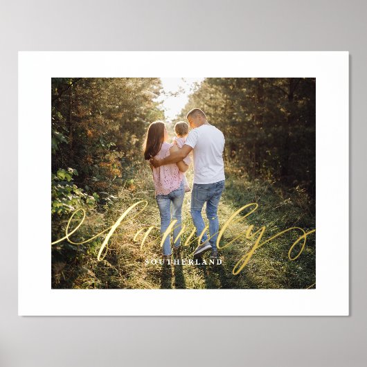 ミニマルエレガントFamily Script Overlayの写真カスタム 箔ポスター (正面)