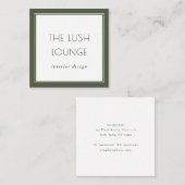 ミニマルエレガントGreen縁ど Frame Business Card スクエア名刺 (正面/裏面)