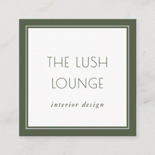 ミニマルエレガントGreen縁ど Frame Business Card スクエア名刺