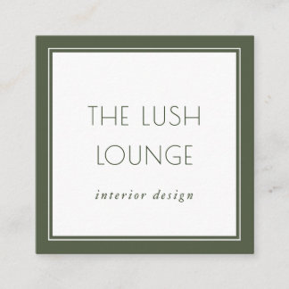 ミニマルエレガントGreen縁ど Frame Business Card スクエア名刺