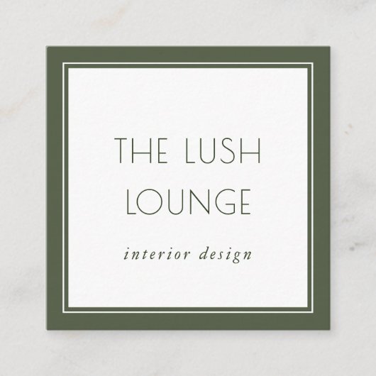 ミニマルエレガントGreen縁ど Frame Business Card スクエア名刺 (正面)