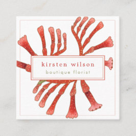 ミニマルエレガントKangaroo Paw Flowers Square Busi スクエア名刺