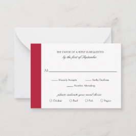 ミニマルエレガントRed結婚のミニRSVPカード ノートカード