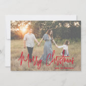 ミニマルエレガントRed Script Photo モダン Christmas シーズンカード (正面)