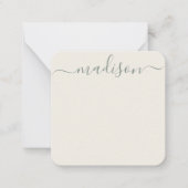 ミニマルエレガントSage Greenタイポグラフィスクリプト ノートカード (正面)