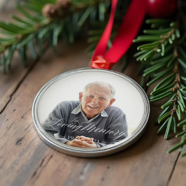 ミニマルエレガントScript Loving Memoryの写真カスタム ガラスオーナメント