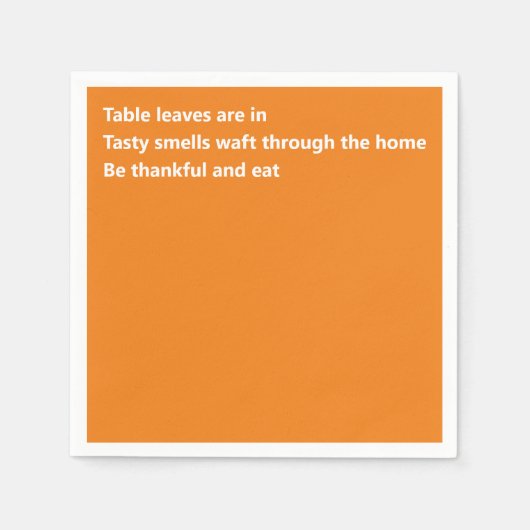 ミニマルオレンジ感謝祭モダン感謝詩 スタンダードカクテルナプキン (正面)