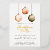 ミニマルオーナメントクリスマスパーティの招待状 箔シーズンカード (正面)