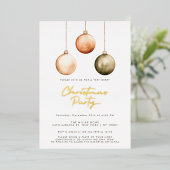 ミニマルオーナメントクリスマスパーティの招待状 箔シーズンカード (立ち正面)