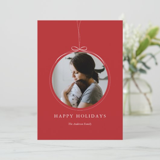ミニマルオーナメントフレームフォトホリデーカード シーズンカード (スタンド正面)