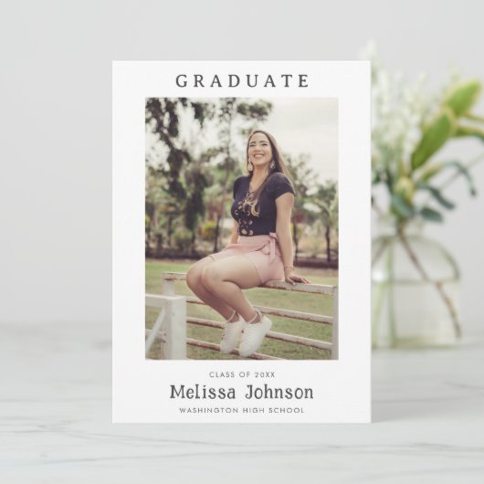 ミニマルカスタムな写真卒業発表 招待状 (スタンド正面)