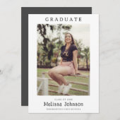 ミニマルカスタムな写真卒業発表 招待状 (正面/裏面)