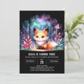 ミニマルカスタムキツネ誕生日デジタル 招待状 (スタンド正面)