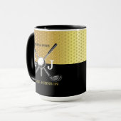 ミニマルカスタムスエレガントゴルフモノグラムデザイン マグカップ (正面左)