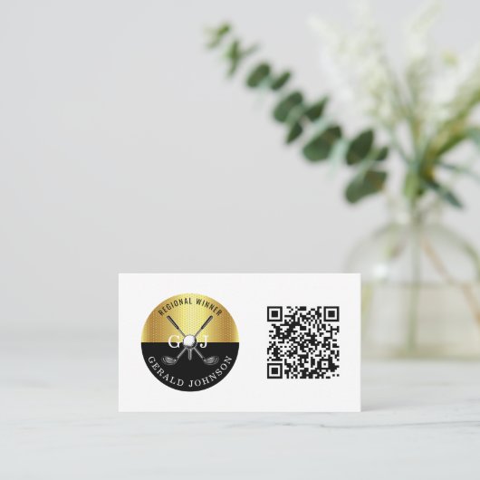 ミニマルカスタムスエレガントゴルフモノグラムデザイン 名刺 (スタンド正面)