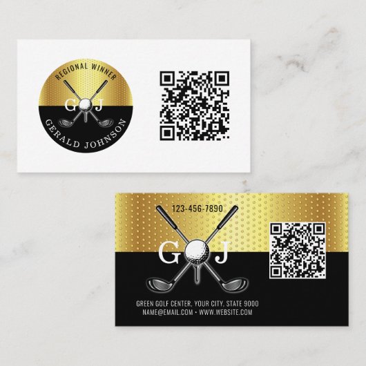 ミニマルカスタムスエレガントゴルフモノグラムデザイン 名刺 (正面/裏面)